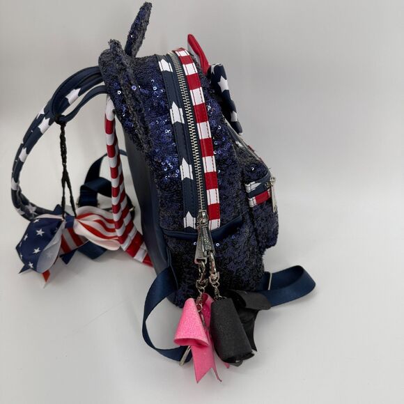 Disney Parks Loungefly Stars Stripes Americana Patriotic Sequin Mini Backpack - Picture 6 of 14